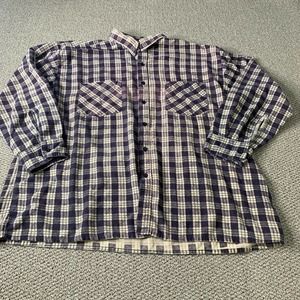 Saucatuck Mens Shirt‎ Size 2XL Purple/Blue Plaid Flannel Long Sleeves Button Up